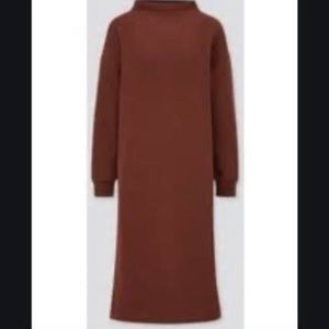 Uniqlo Brown Ultra Stretch High Neck Warm Fleece Long Sleeve Dress Size Small